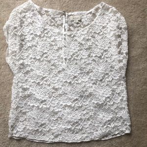 Beige white see-through top